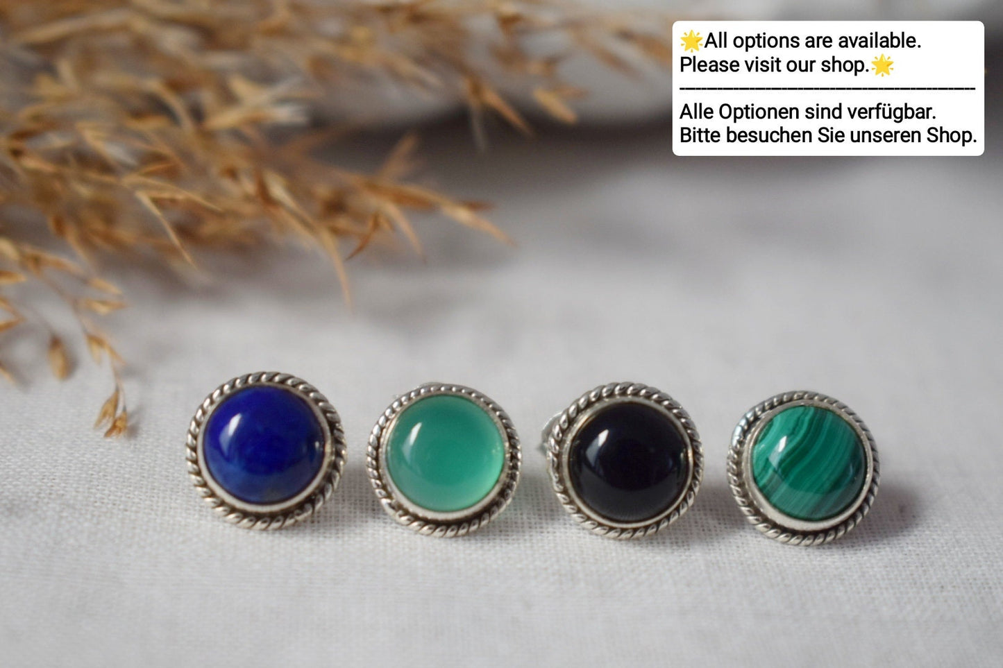 Malachite Stud Earrings: 925 Sterling Silver Earrings, Green Gemstone Earrings, Minimalist Jewellery, Gift For Her