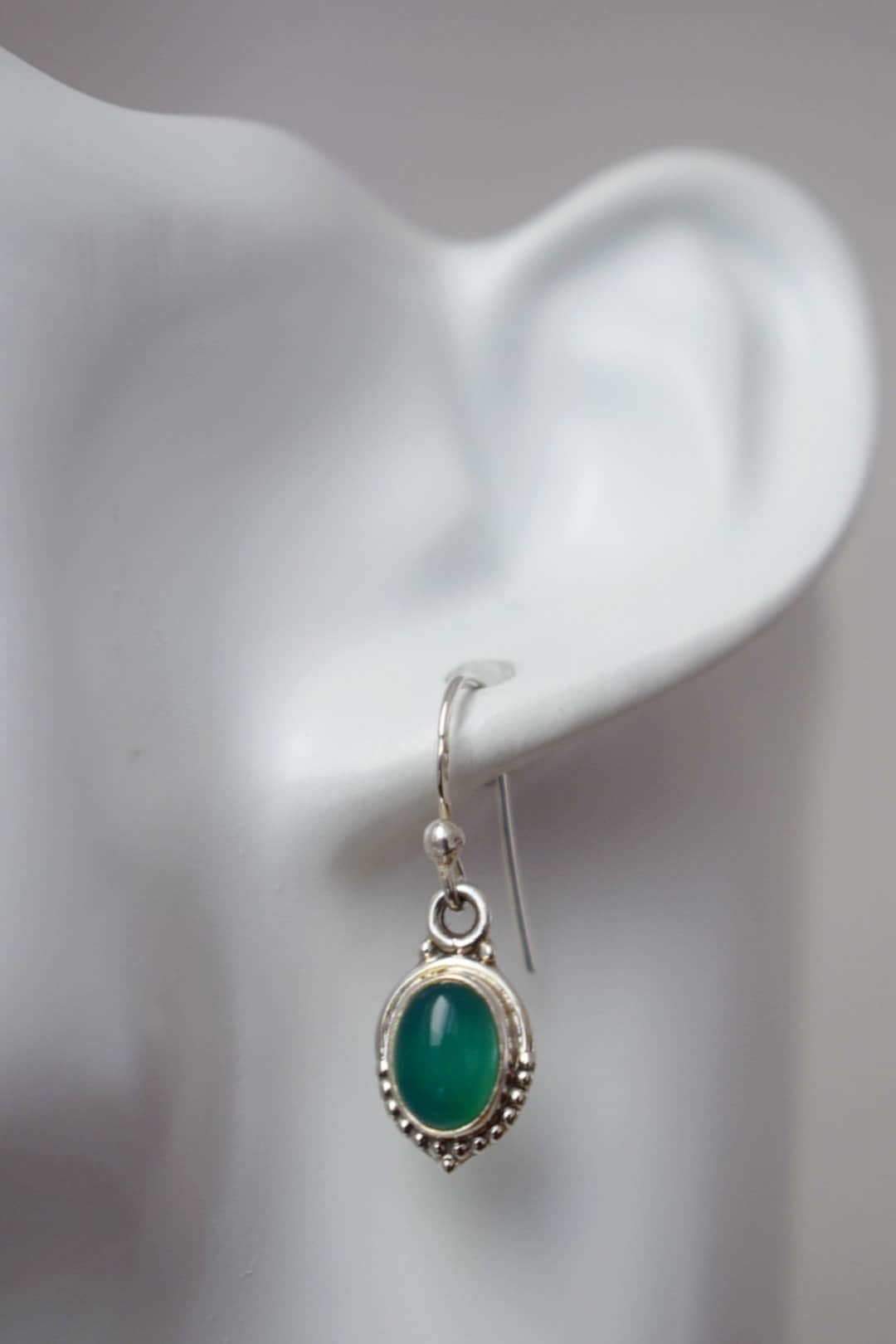 Grüne Onyx Ohrringe 925 Sterling Silber, Edelstein Ohrringe, Naturstein Ornament Ohrringe, Einzigartiger Silberschmuck, Bestes Muttertagsgeschenk