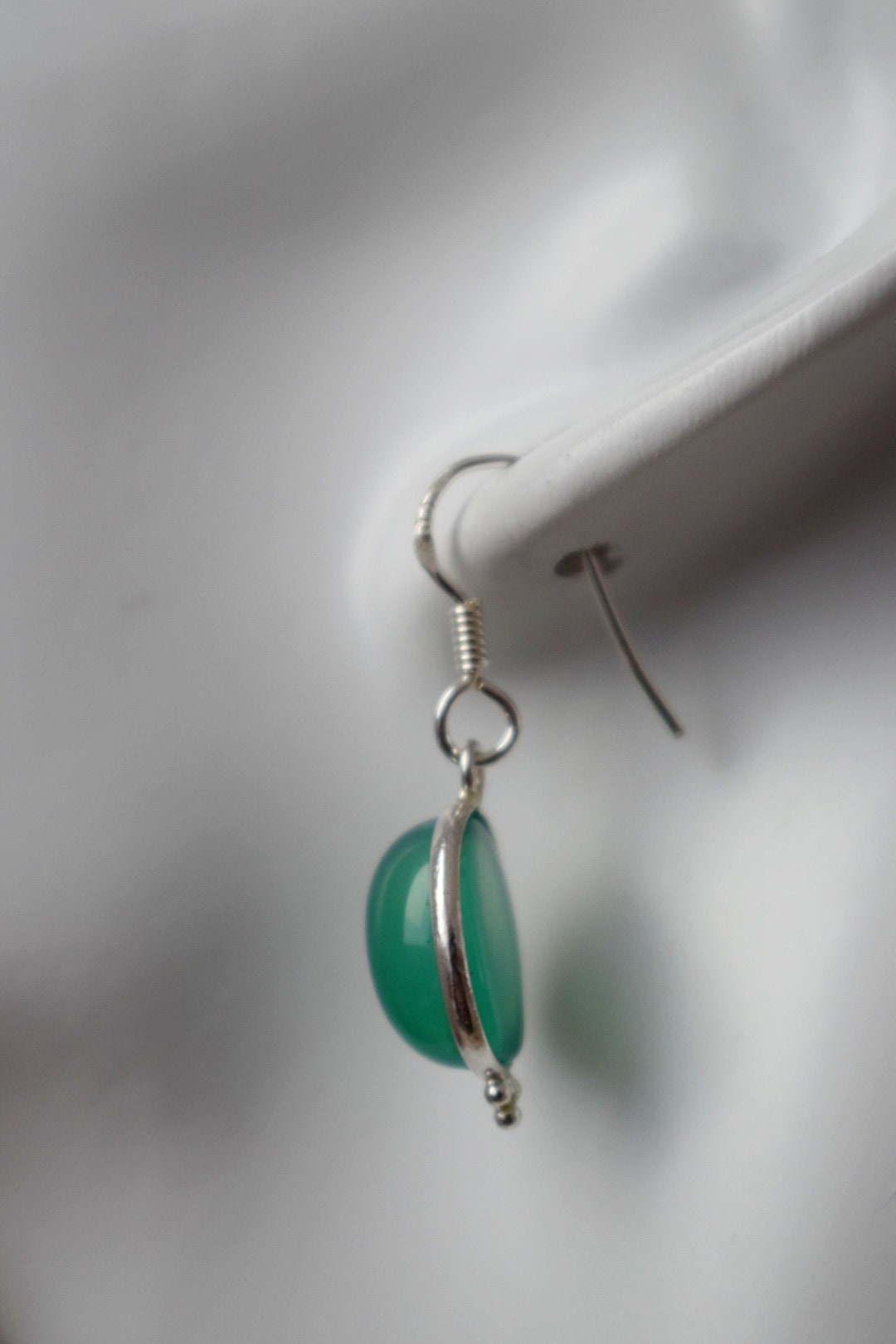 Grüne Onyx Ohrringe, 925 Sterling Silber, Ovale Edelstein Ohrringe, Naturstein, Einzigartiger Silberschmuck, Bestes Valentinstagsgeschenk für sie