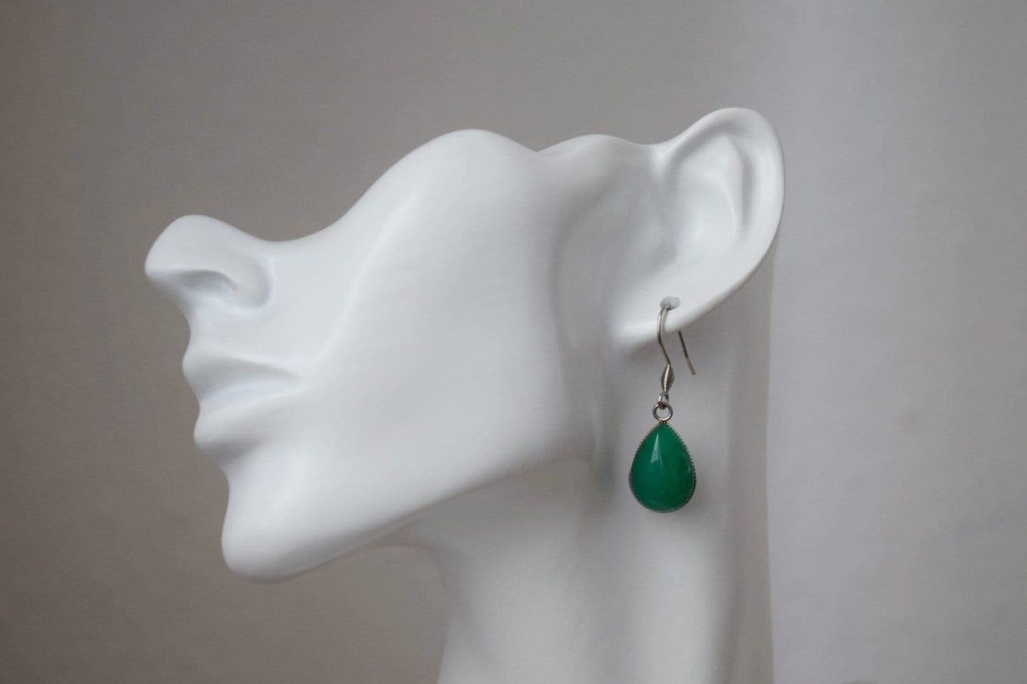 Green Jade Teardrop Earrings: Gemstone Dangle Jewelry