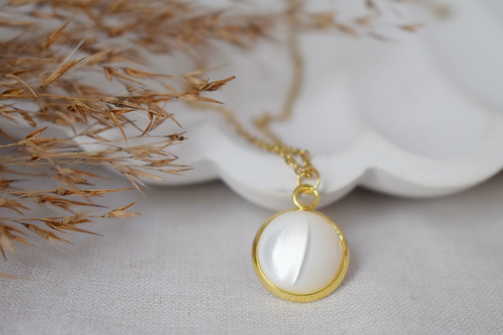 Mother of Pearl Clip On Earrings: Gold Plated, Non Pierced Jewelry