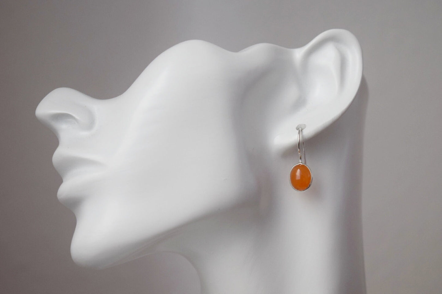 Karneol Sterling Silber Ohrringe, Ovale orange Edelstein Ohrringe 925 Silber, Naturstein, Einzigartiges Schmuckgeschenk