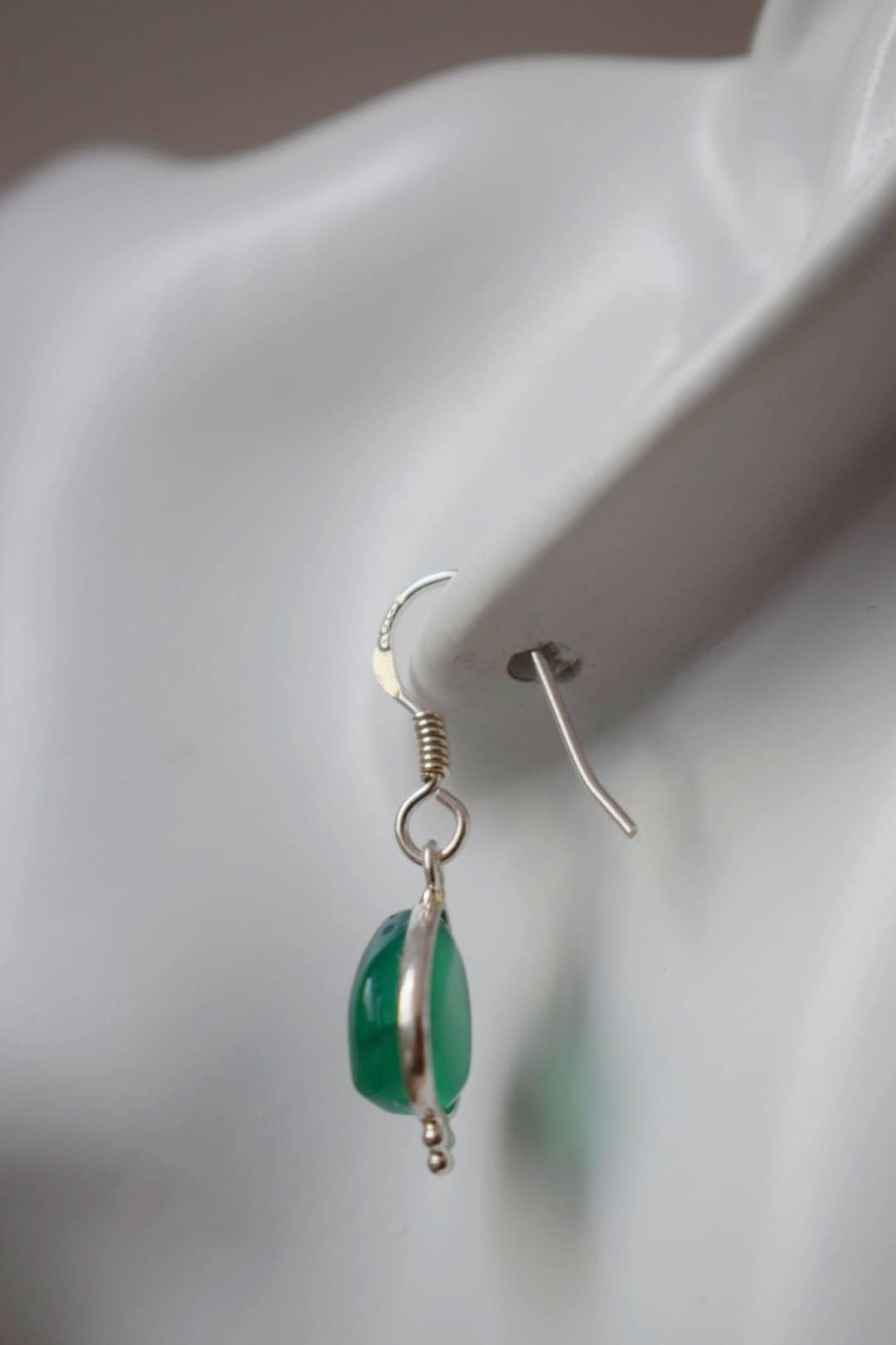 Grüne Onyx Ohrringe aus 925 Sterling Silber, Tropfen Edelstein Ohrringe, Naturstein, Einzigartiger Silberschmuck, Bestes Geschenk für Sie