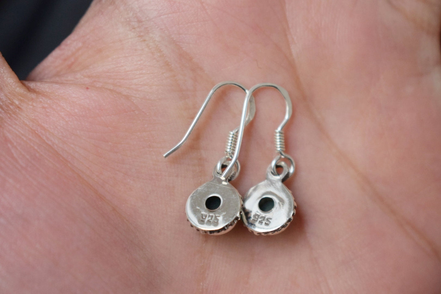 Grüne Onyx Ohrringe, 925 Sterling Silber Schmuck, Runder natürlicher Edelstein, Ornament Boho Ohrringe, Einzigartiges bestes Muttertagsgeschenk für Sie