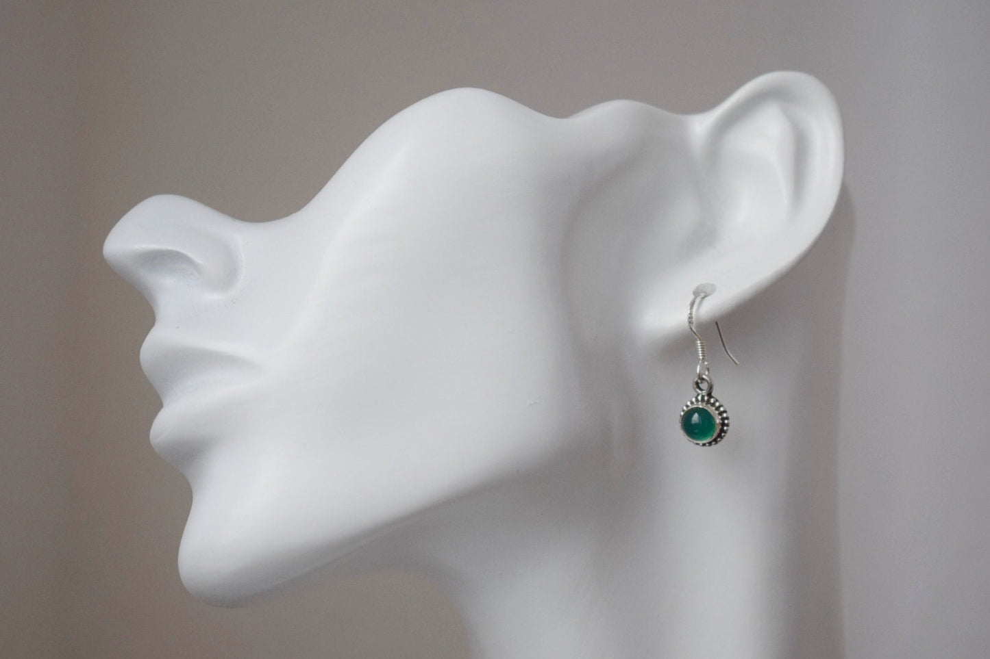 Grüne Onyx Ohrringe, 925 Sterling Silber Schmuck, Runder natürlicher Edelstein, Ornament Boho Ohrringe, Einzigartiges bestes Muttertagsgeschenk für Sie