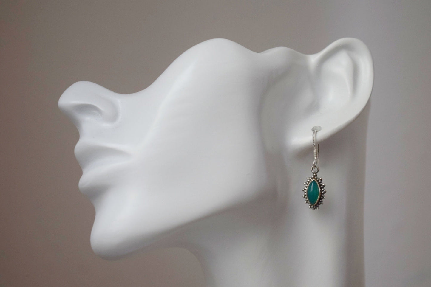 Green onyx earrings in sterling silver, Handmade gemstone dangle earrings, Boho earrings, Delicate natural green onyx earrings, Gift jewelry