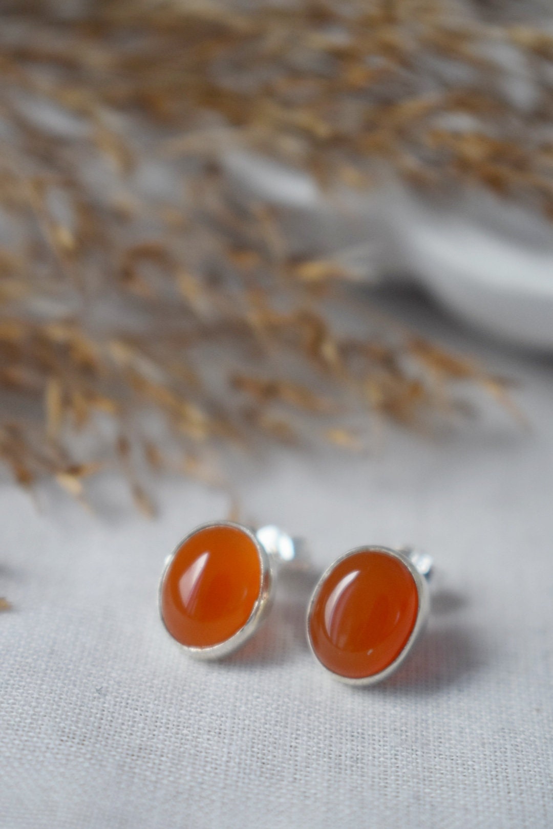 Mother's day gift, Small Carnelian Stud Earrings Sterling Silver, Natural stone, Gemstone, Push Back, Red Orange, Post, Minimalist Jewelry