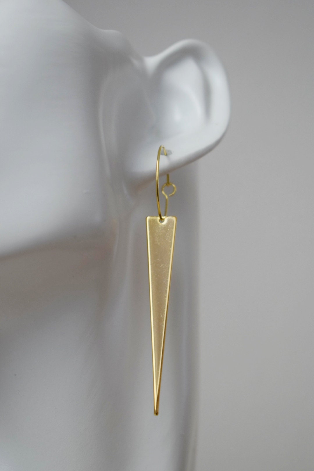 Triangle Dangle Earrings: 18k Gold Plated Stainless Steel Hoops