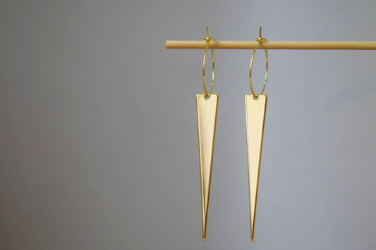 Triangle Dangle Earrings: 18k Gold Plated Stainless Steel Hoops