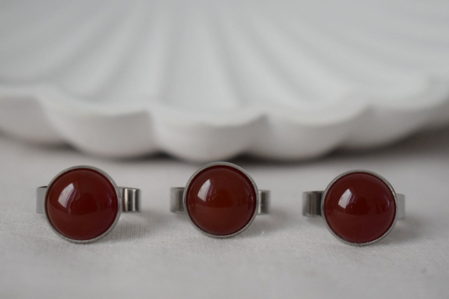 Roter Achat Ring, Edelstein Verstellbarer Ring, Roter Stein Ring, Alltäglicher runder Kristall Ring, Roter Achat Schmuck, Geburtstagsgeschenk für Sie