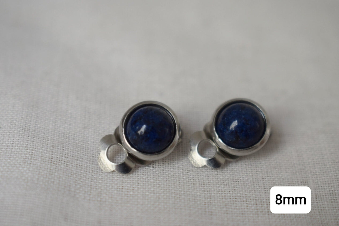 Lapis Lazuli Clip On Earrings, Stainless Steel, No Piercing Jewellery