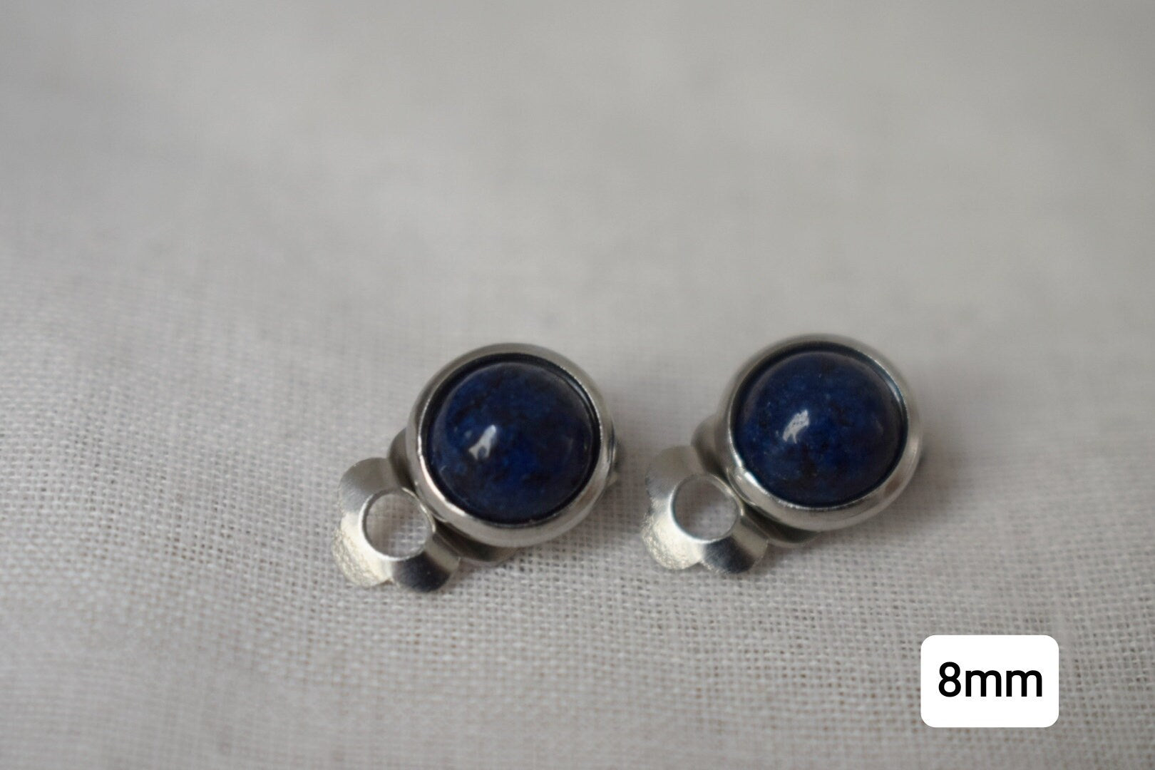Lapis Lazuli Clip On Earrings, Stainless Steel, No Piercing Jewellery