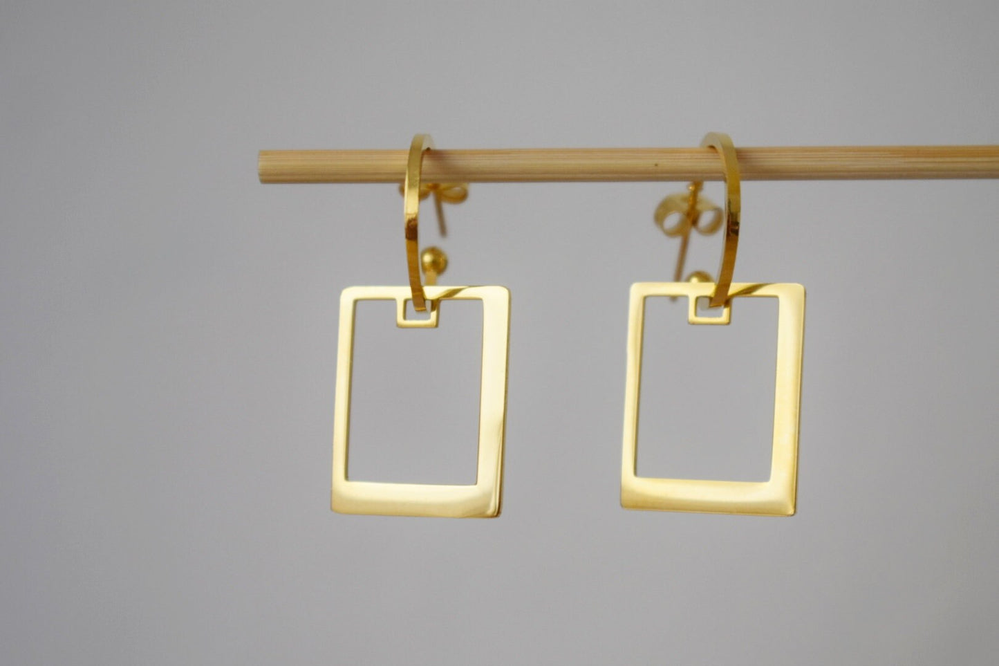 Modern Semicircle Earrings: Rectangle C Shape Jewelry
