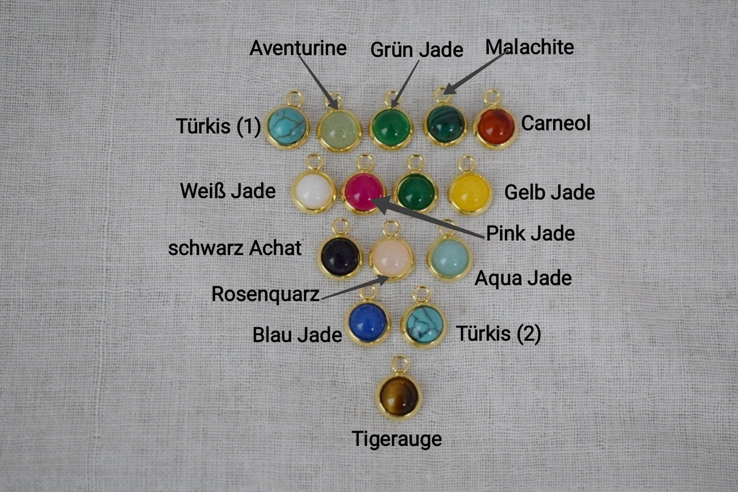 Minimalistische Edelsteinkette Gold für Damen, grüne Jade, Aventurin, grüner Achat, weiße Jade, 6mm Anhängerkette, Lagenkette, Geschenk
