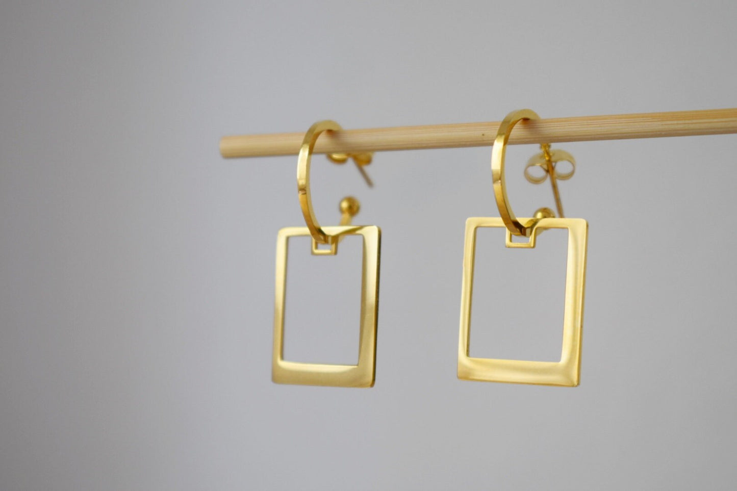 Modern Semicircle Earrings: Rectangle C Shape Jewelry