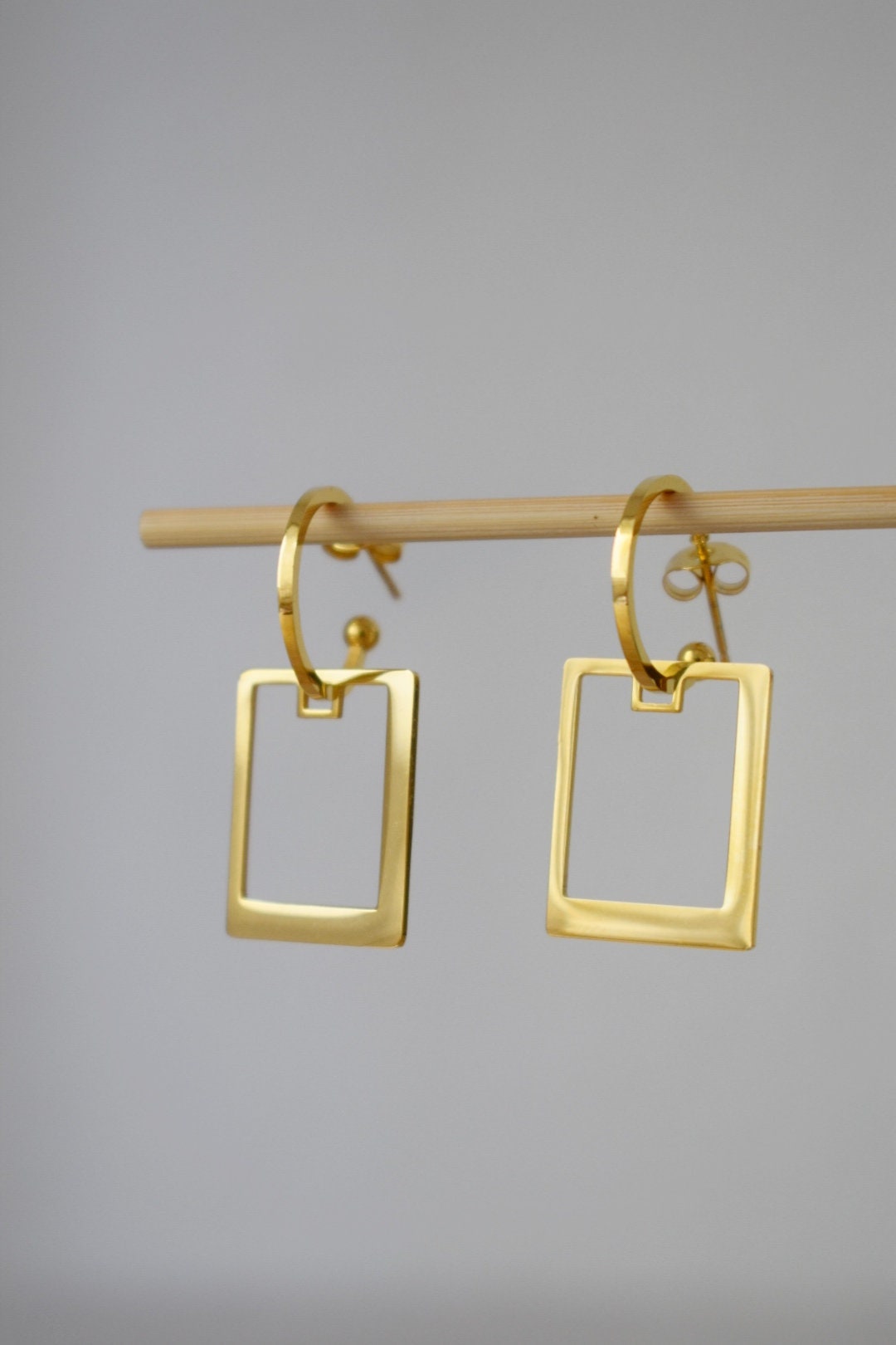 Modern Semicircle Earrings: Rectangle C Shape Jewelry