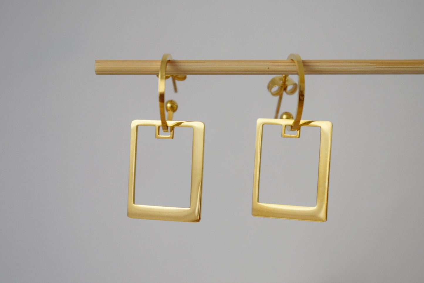Modern Semicircle Earrings: Rectangle C Shape Jewelry