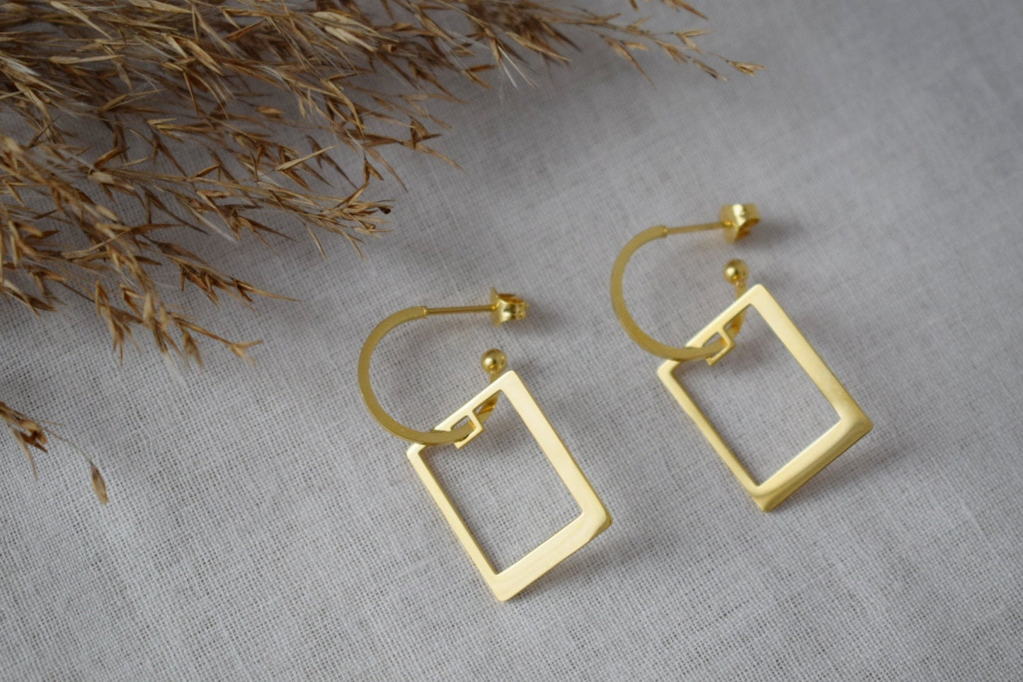 Modern Semicircle Earrings: Rectangle C Shape Jewelry