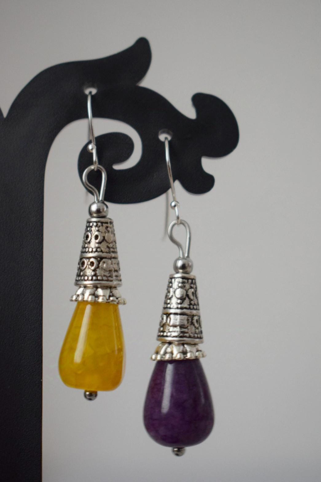 Weiße Jade Tropfen Ohrringe Geschenk für Frauen, Vintage, Sterling Silber Ohrhänger, Boho Chic Ohrringe, Edelstein Handgemachter Schmuck
