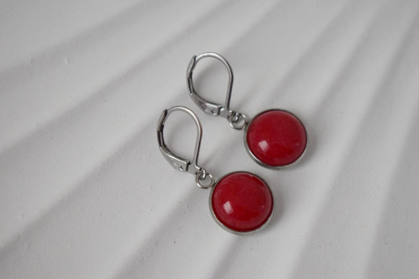 Red jade earrings, Gemstone Boho jewelry, Gift for women