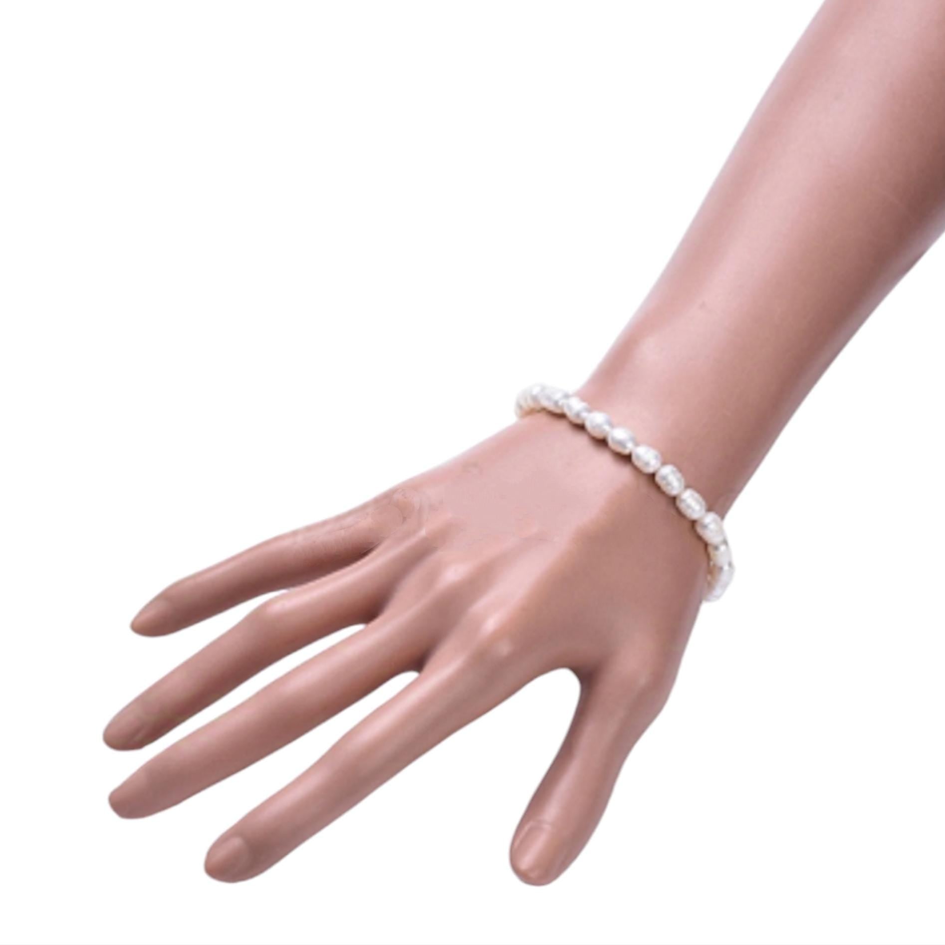 Natural pearl bracelet for women, Bead Elastic string bracelet jewelry