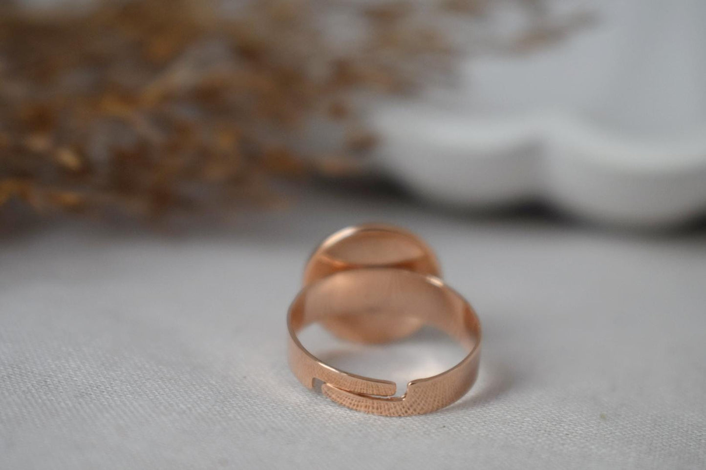 Perlmutt Roségold Ring für Frauen, Muschel Verstellbarer Ring, Alltäglicher weißer runder Ring, Schmuckgeschenk für Sie