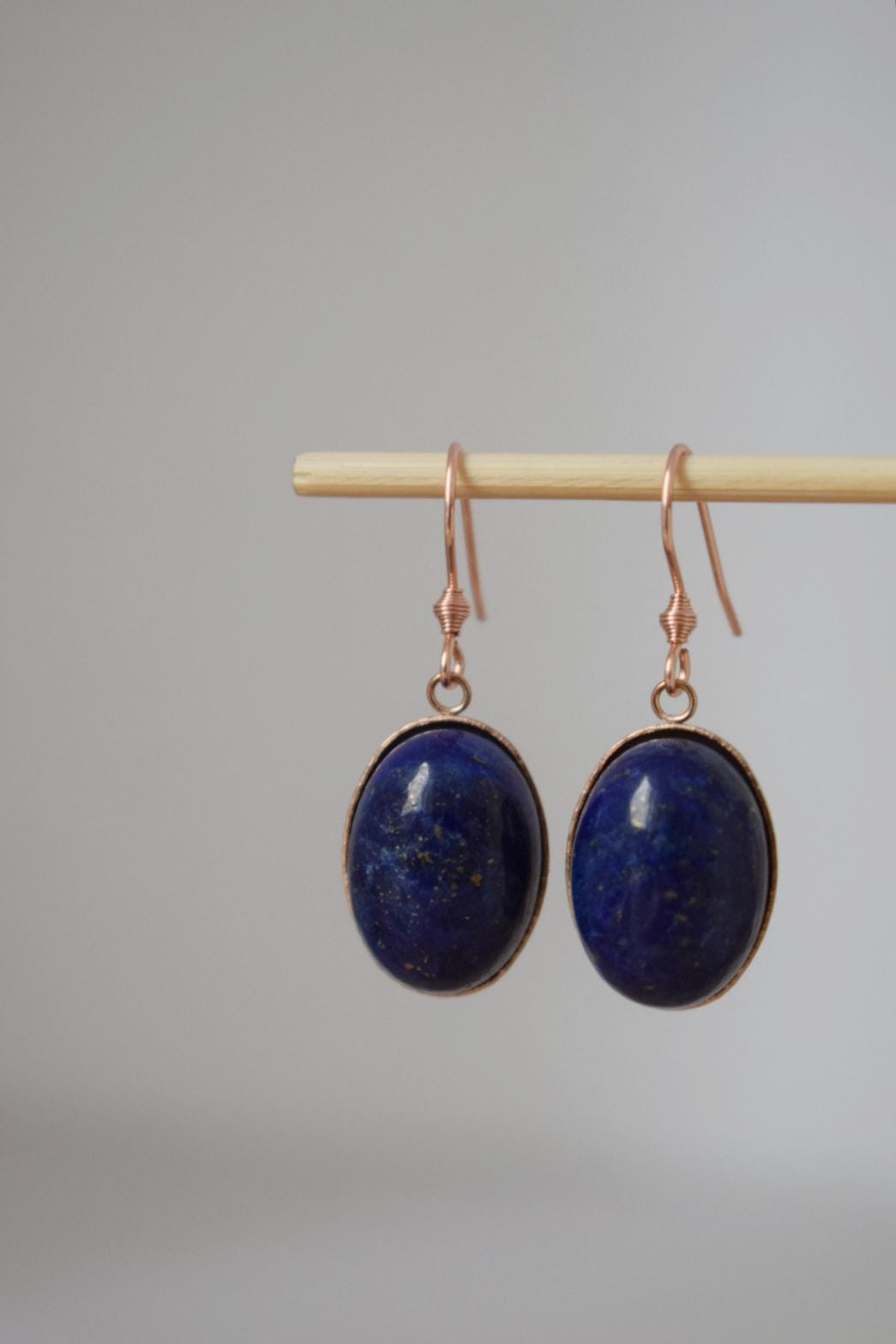 Lapis Lazuli Dangle Earrings: Rose Gold Plated, September Birthstone Jewelry