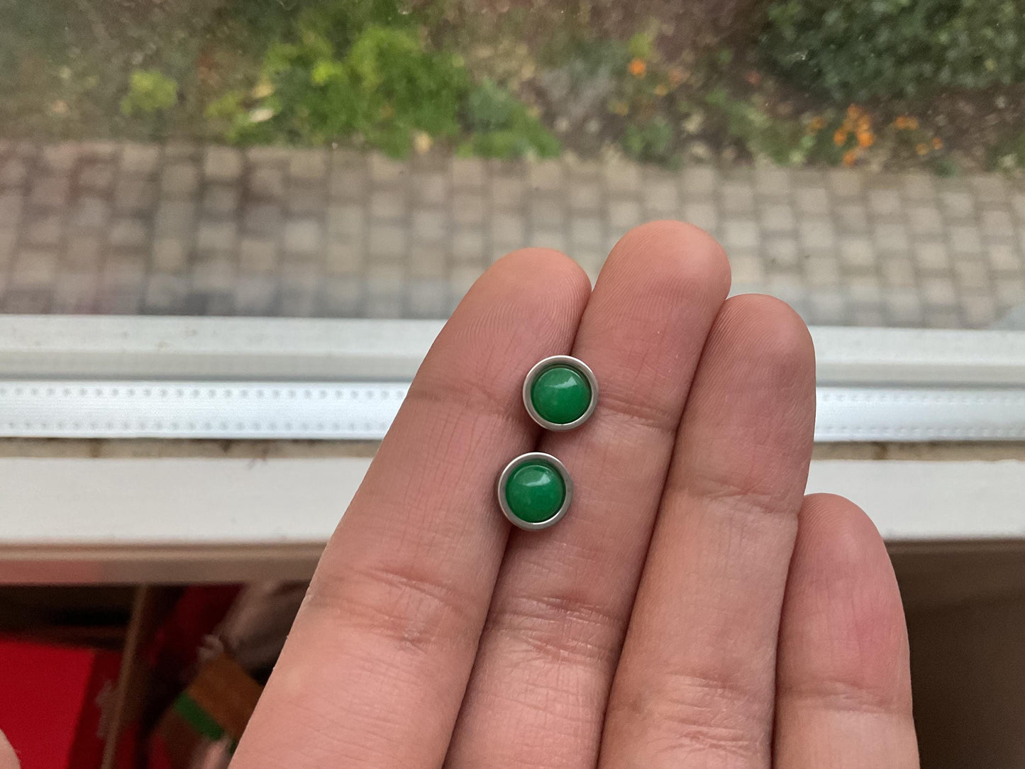 Green Jade Stud Earrings, Minimalist Earrings, Gemstone Earrings, lightweight earrings, Jewelry gift for her