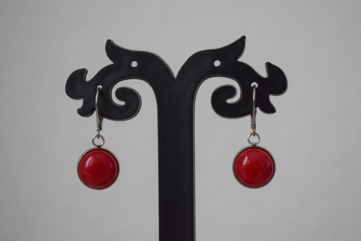 Red jade earrings, Gemstone Boho jewelry, Gift for women