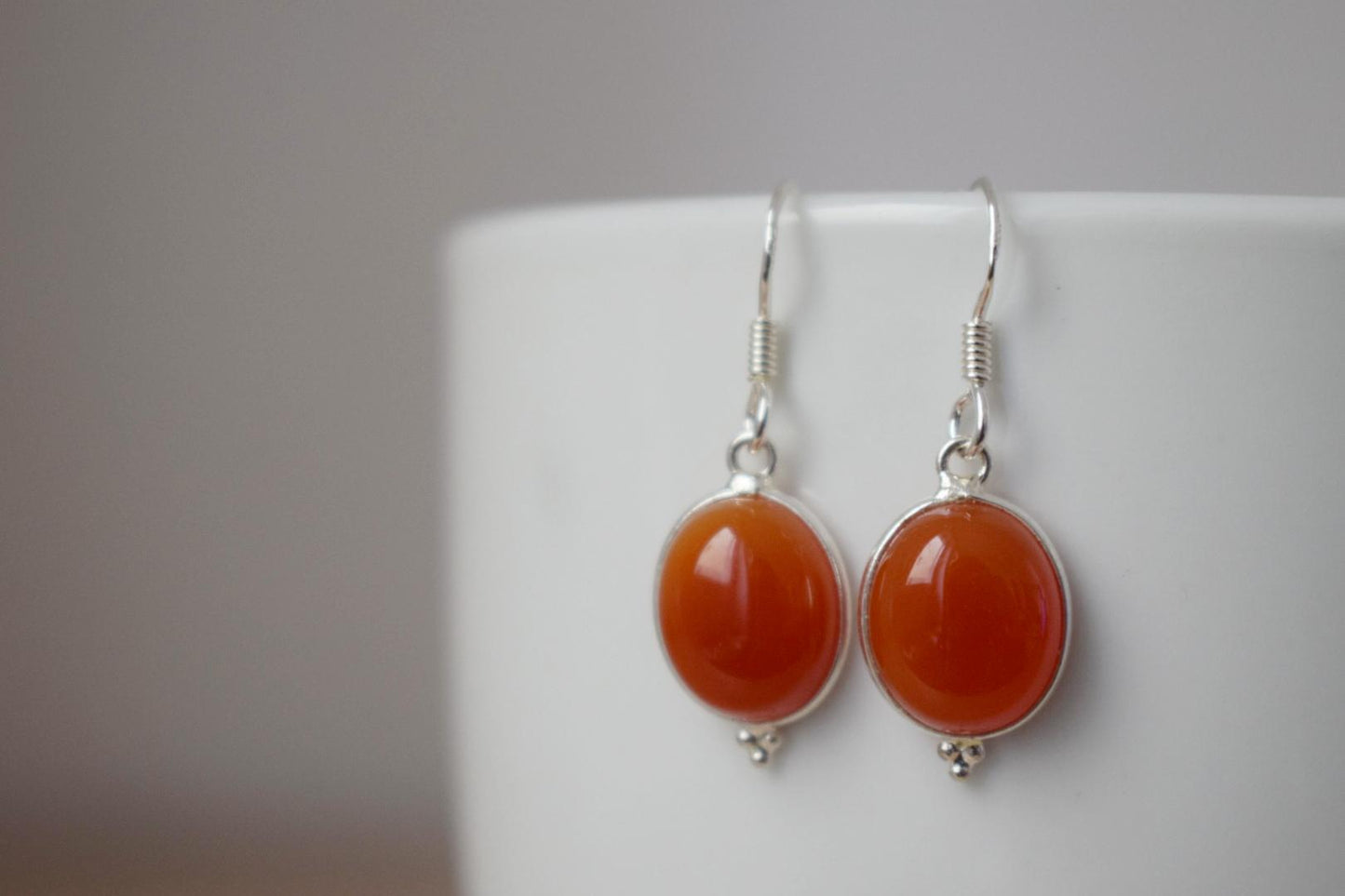 Carnelian earrings sterling silver, Natural Gemstone jewellery