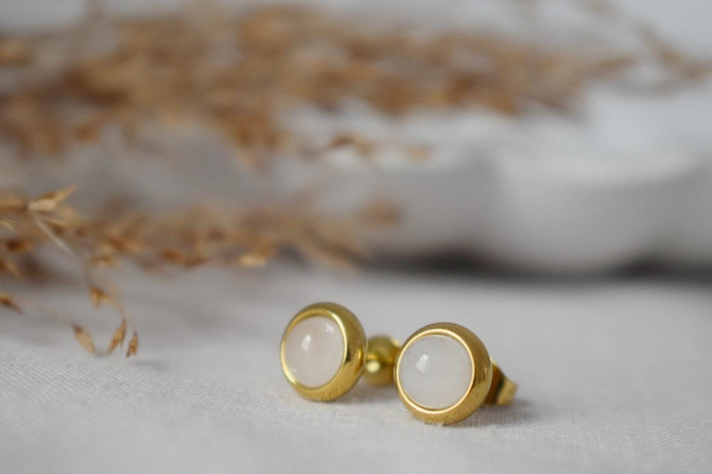 Mini Quartz Stud Earrings, Gemstone Minimalist Jewelry, Gift for her