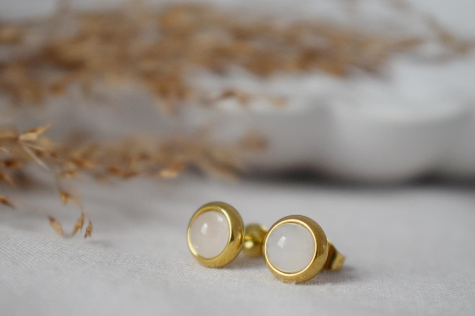 Mini Quartz Stud Earrings, Gemstone Minimalist Jewelry, Gift for her