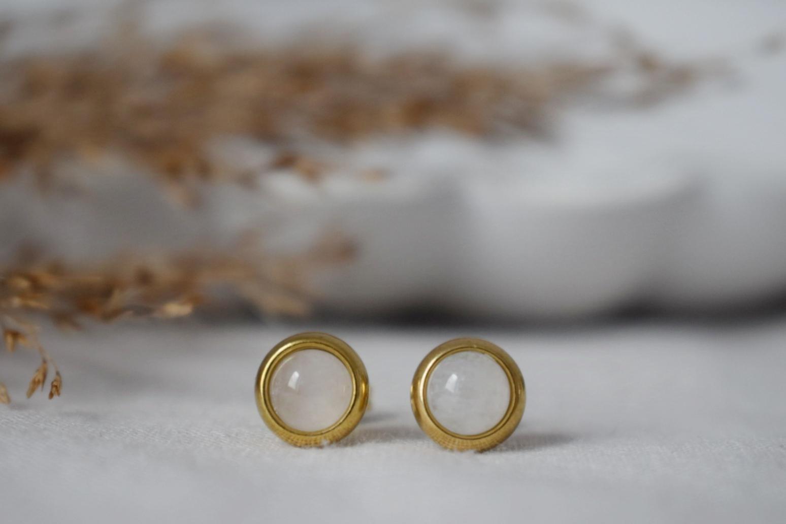 Mini Quartz Stud Earrings, Gemstone Minimalist Jewelry, Gift for her