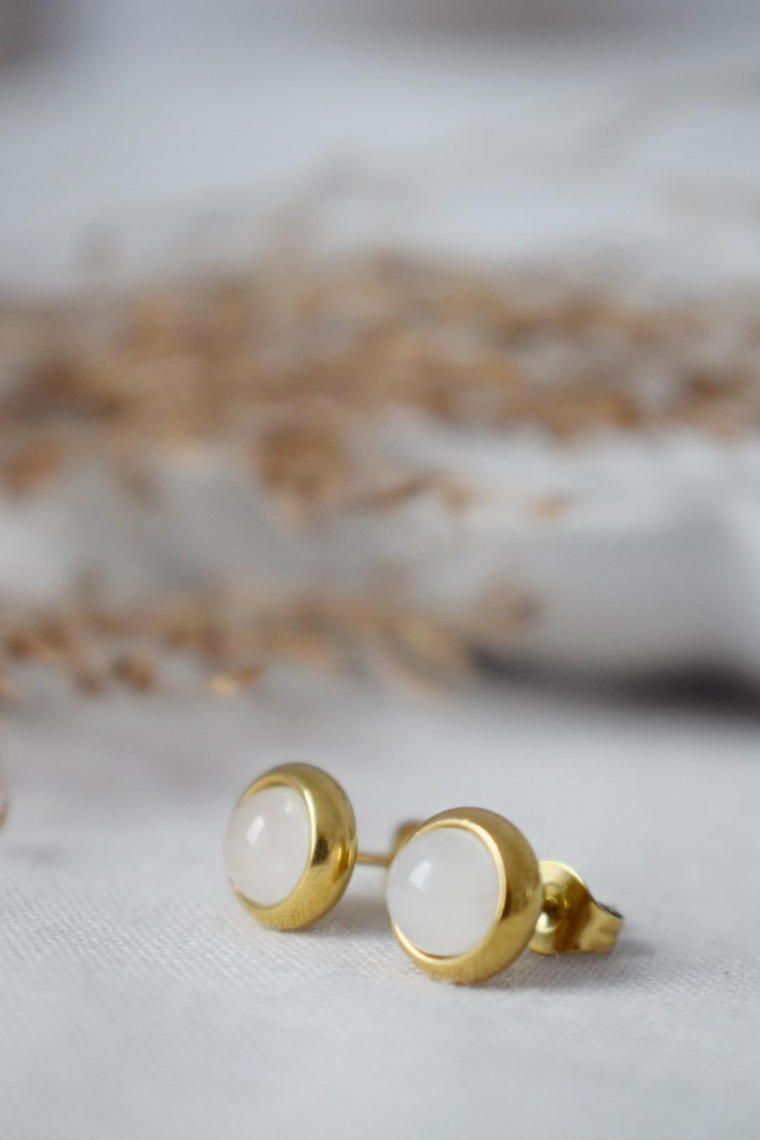 Mini Quartz Stud Earrings, Gemstone Minimalist Jewelry, Gift for her