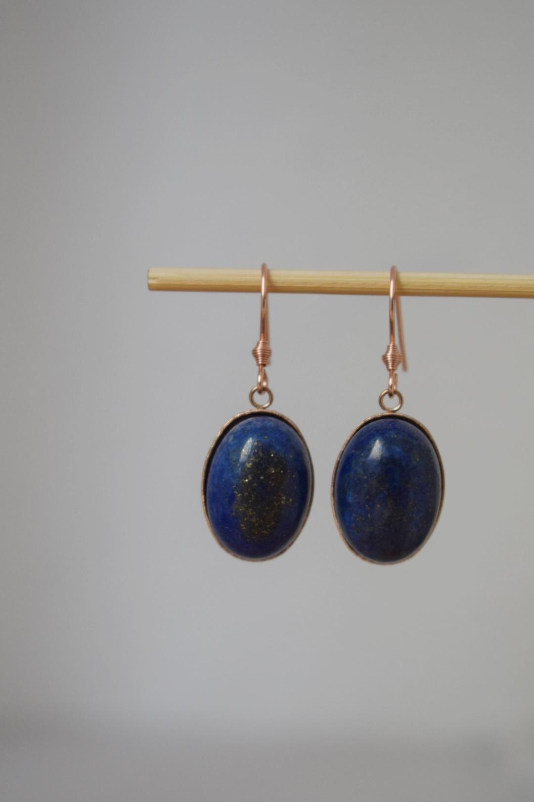 Lapis Lazuli Dangle Earrings: Rose Gold Plated, September Birthstone Jewelry