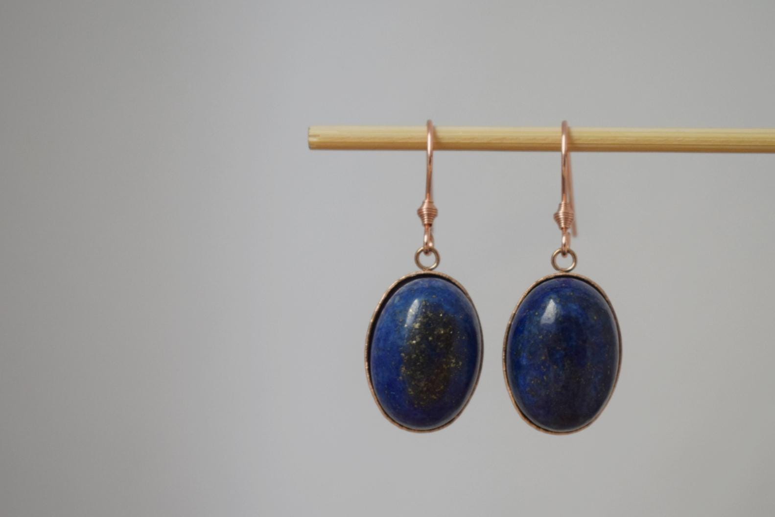 Lapis Lazuli Dangle Earrings: Rose Gold Plated, September Birthstone Jewelry