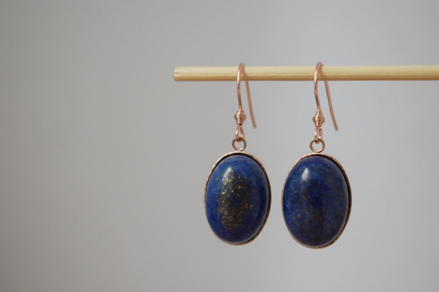 Lapis Lazuli Dangle Earrings: Rose Gold Plated, September Birthstone Jewelry