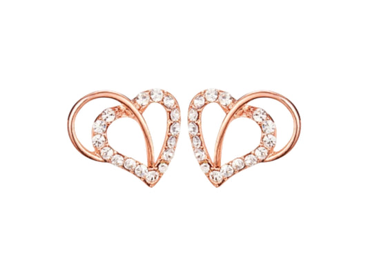 Rose Gold Heart Stud Earrings • Sterling Silver Zirconia Earrings • Minimalist Jewelry • Valentine's Day Gift • Best Christmas Present