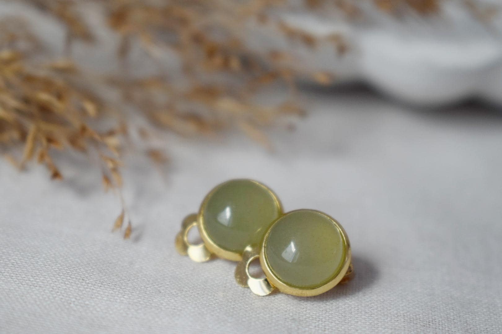 Aventurine Clip On Earrings: Surgical Steel, Non Pierced