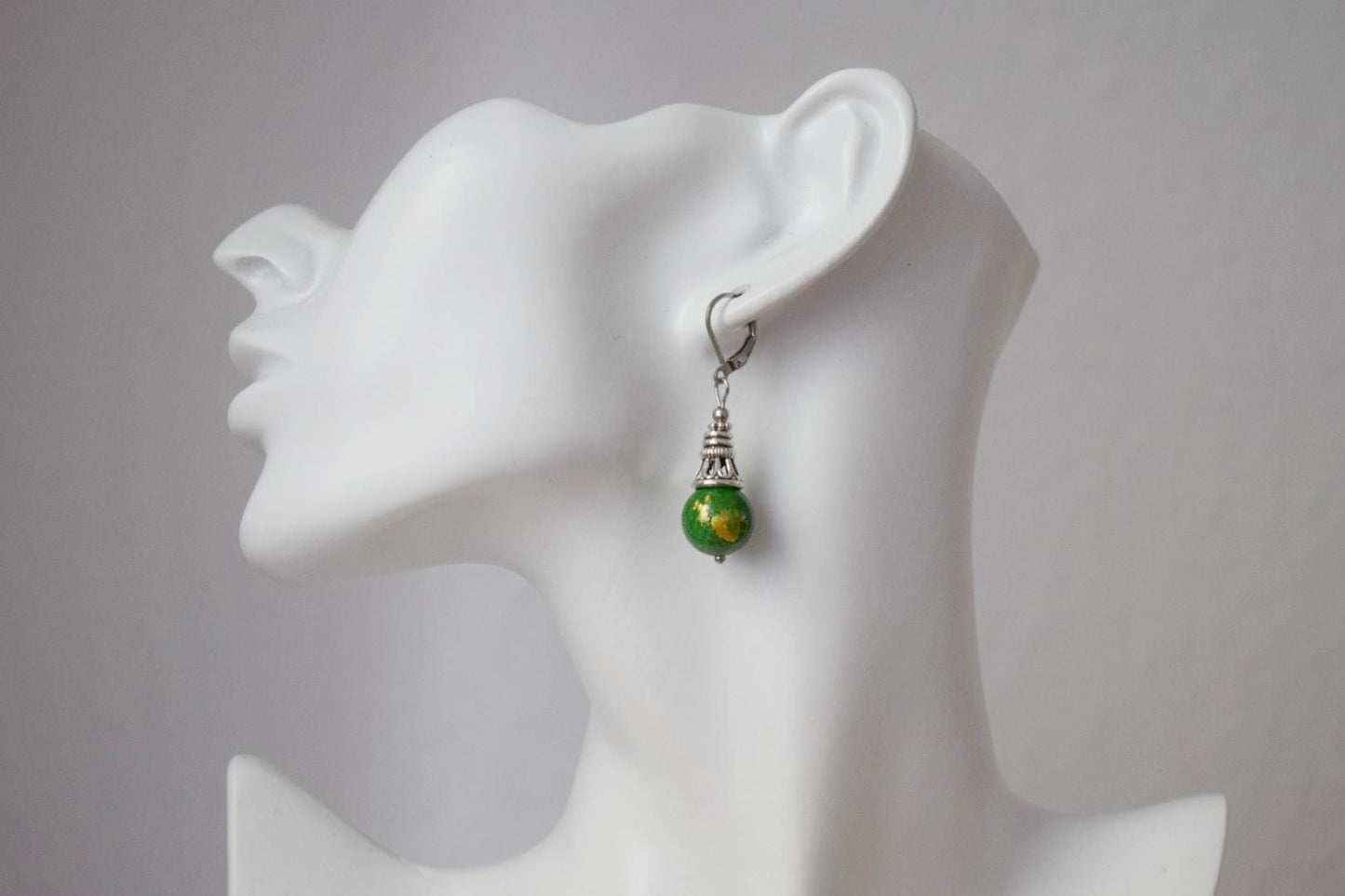 Green Jade Dangle Earrings: Boho Hoops, Gemstone Jewellery, Gift For Her