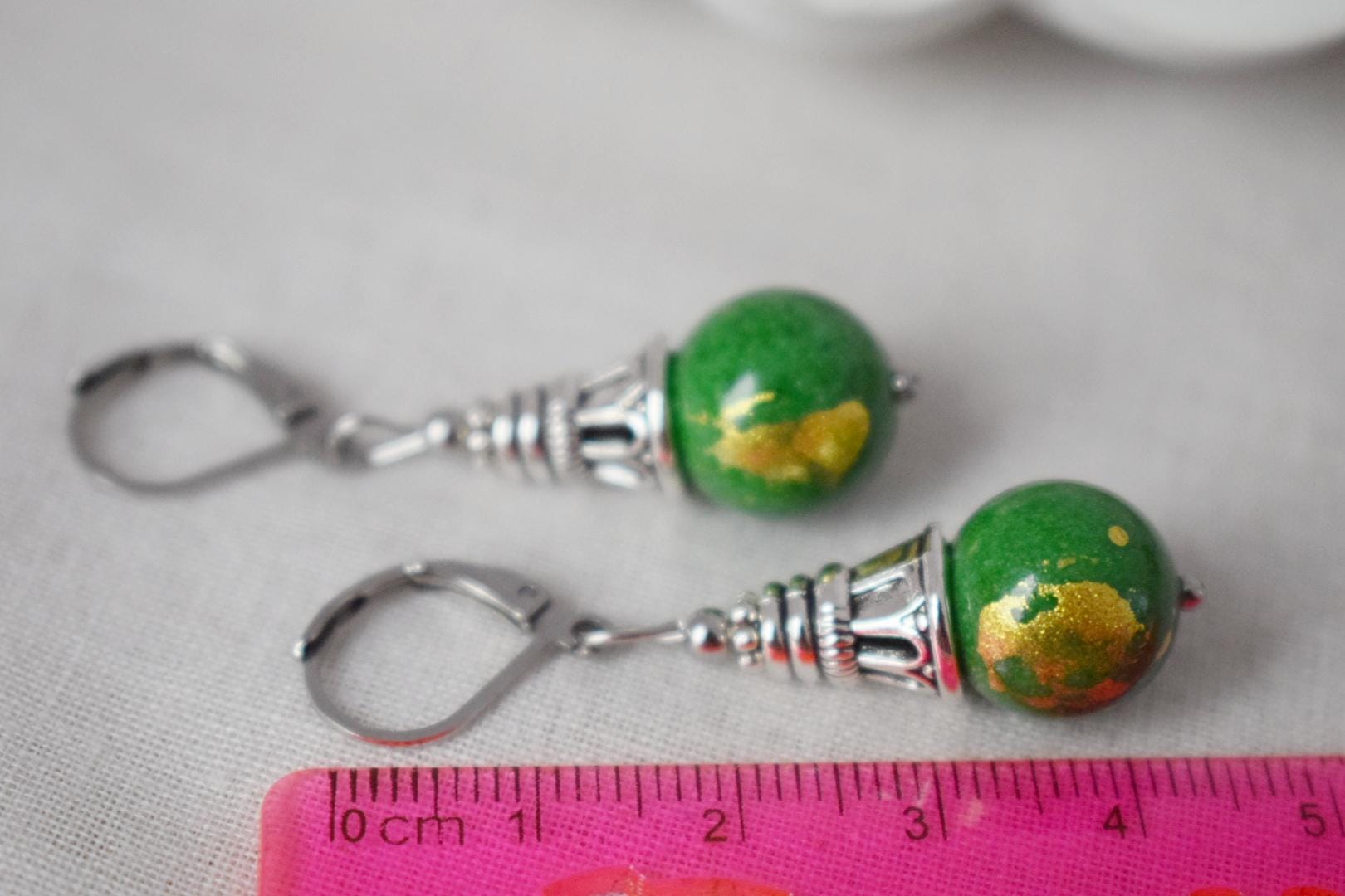 Green Jade Dangle Earrings: Boho Hoops, Gemstone Jewellery, Gift For Her