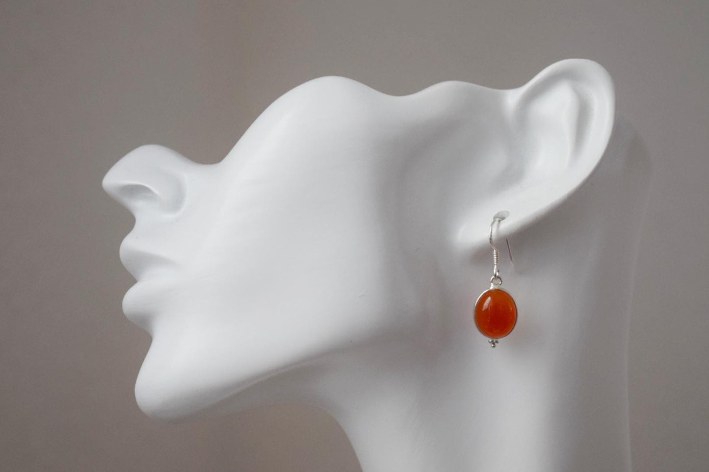 Carnelian earrings sterling silver, Natural Gemstone jewellery