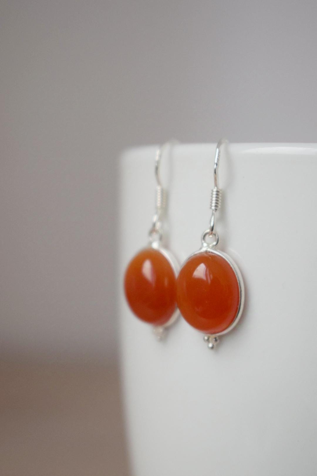 Carnelian earrings sterling silver, Natural Gemstone jewellery