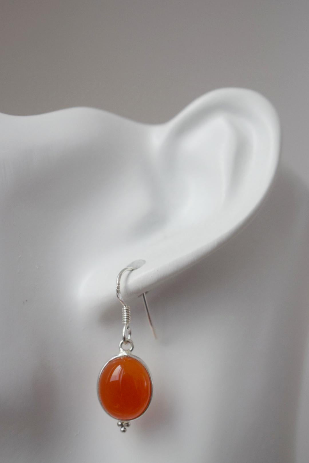 Carnelian earrings sterling silver, Natural Gemstone jewellery