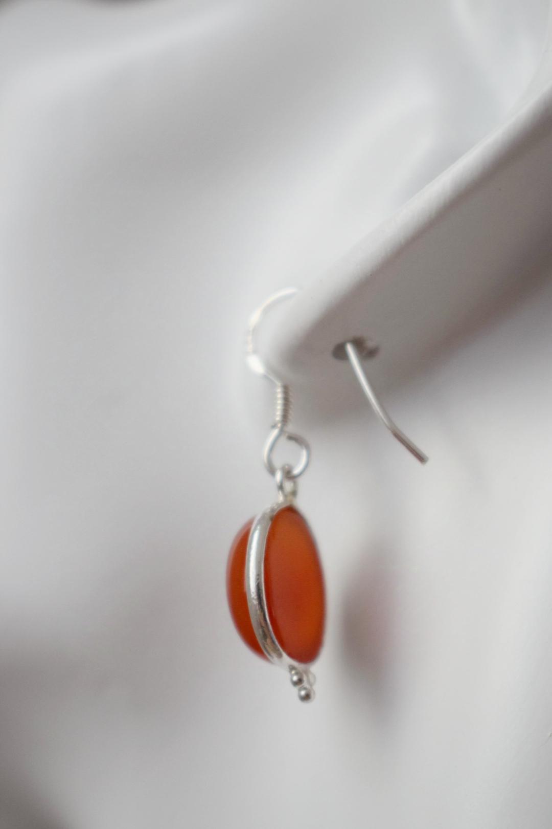 Carnelian earrings sterling silver, Natural Gemstone jewellery
