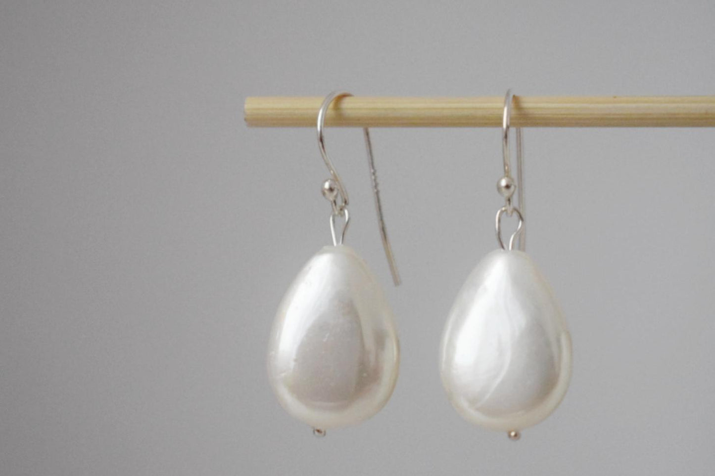 Teardrop Pearl Dangle Earrings, Sterling Silver Jewelry