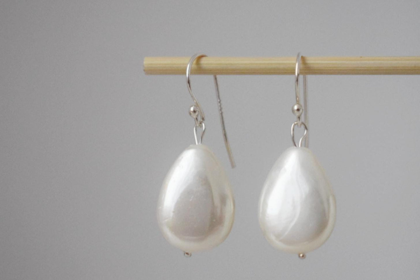 Teardrop Pearl Dangle Earrings, Sterling Silver Jewelry
