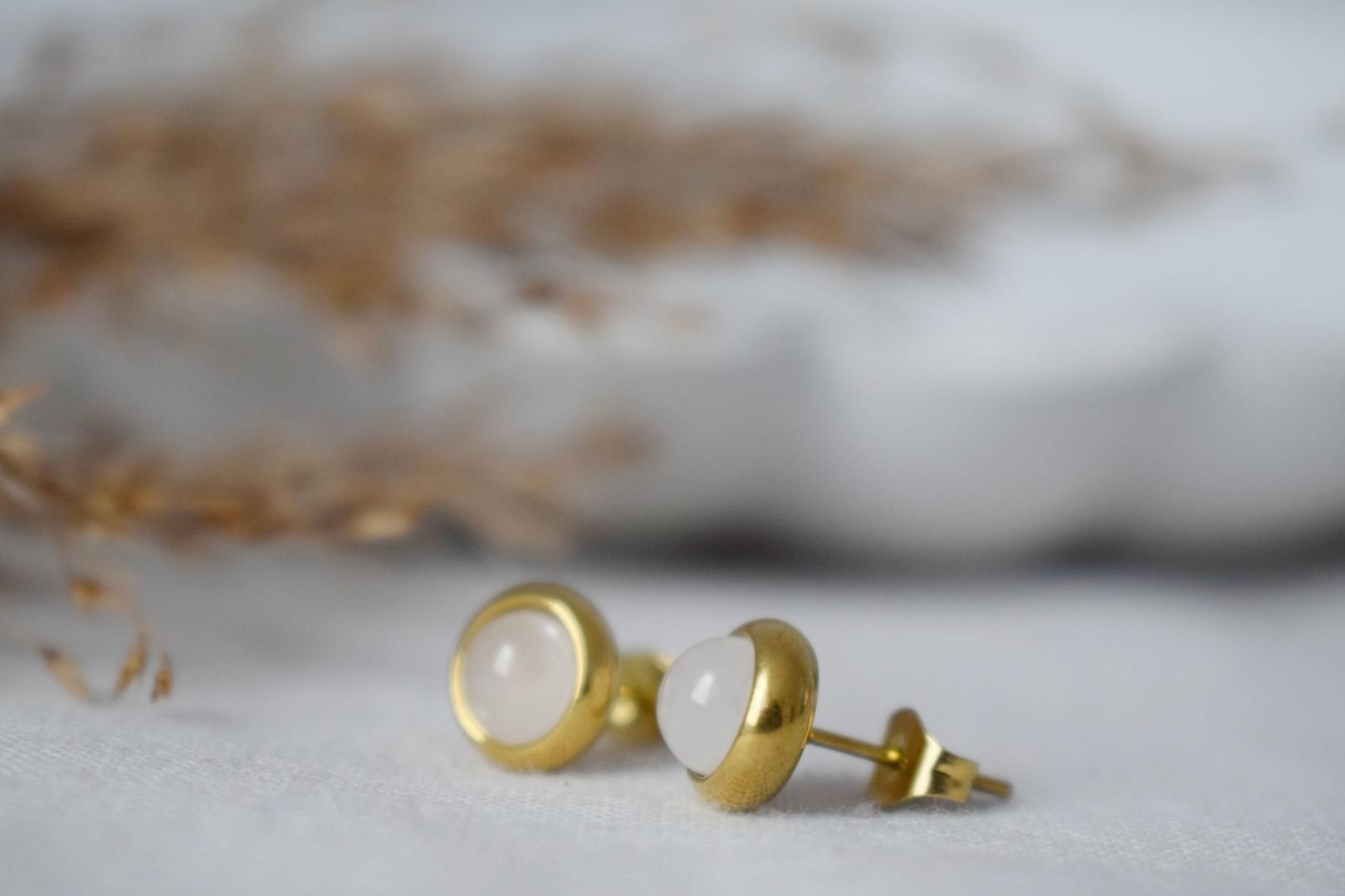 Mini Quartz Stud Earrings, Gemstone Minimalist Jewelry, Gift for her
