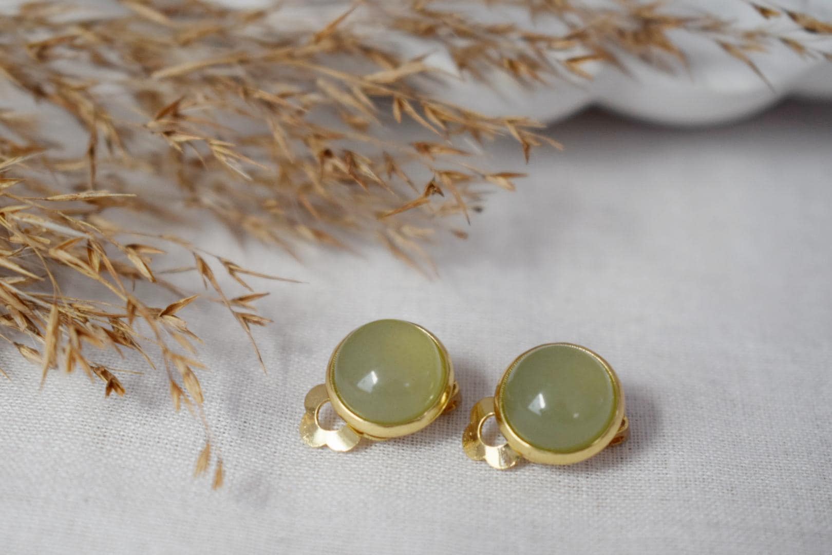 Aventurine Clip On Earrings: Surgical Steel, Non Pierced