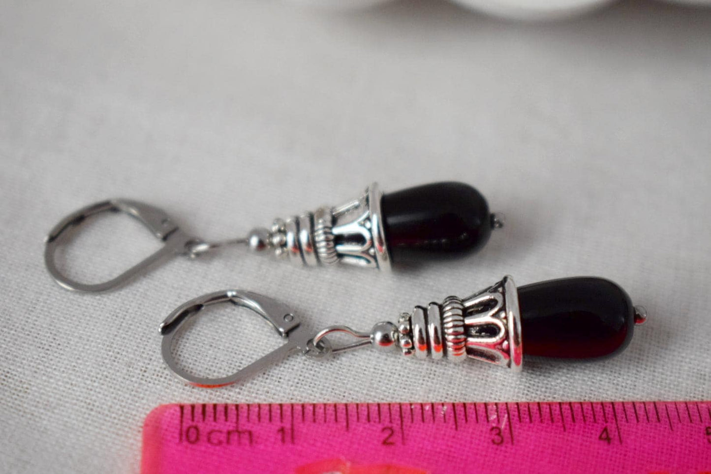 Schwarze Onyx Tropfen Ohrringe, Schwarze Edelstein Silber Tropfen Ohrringe, Vintage Stein Ohrringe für Frauen, Handgefertigter Schmuck Geschenk für Sie